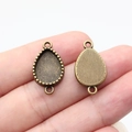 Antique bronze teardrop pendant connectors with double rings for DIY jewelry making - Teardrop (A13885)