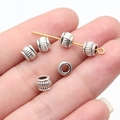Vintage Silber Zwischenperlen aus Zinklegierung mit Streifen für DIY-Schmuckherstellung - Gestreifter Stil (B17822) / 40er Pack / Antiksilber