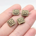 Vintage bronze square flower spacer beads for DIY jewelry making on silver wire - Flower Square Style (A13812_W17-I05) / Antique Bronze