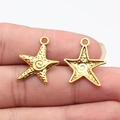 DIY starfish swirl pendant in retro gold alloy finish with textured metallic surface - Antique Gold