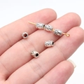 Antique silver triangle patterned spacer beads for DIY jewelry making on metal pin - Triangle Texture (B17827_W14-D12) / Antique Silver
