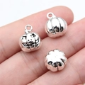 Ciondoli lanterna zucca 3D Halloween in finitura argento antico per collane - Zucca di Halloween Argento Antico (B17577_W10-B09)