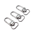 Three bright silver swivel lobster clasps for bags and keychains on a white background - 33x13mm / Nickel