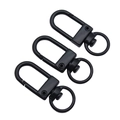 Three pieces of matte black metal swivel lobster clasps for DIY accessories and bags - 34mm / Matte Black