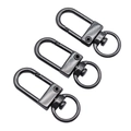Three gunmetal black 34mm metal lobster clasps for DIY bag accessories and keychains - 34mm / Gunmetal
