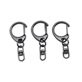 Three-pack gunmetal swivel snap hooks and C-buckle keychains for DIY bag hardware - 43mm / Gunmetal
