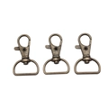 Drie antieke bronzen karabijnsluitingen 20mm met D-ring voor DIY handwerken - 39x20mm / Antiek Brons