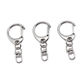 Three pieces of polished silver 43mm swivel lobster clasps for DIY keychains and bag hardware - 43mm / Nickel