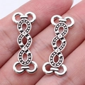 Antique silver infinity link connectors for DIY body chains with floral embossed patterns - Antique Silver