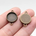 Antique bronze round geometric gemstone base connectors for DIY jewelry making - Round (A13884)
