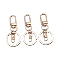 Set portachiavi tre pezzi oro rosa con chiusura a moschettone e anello piatto lucido - Chiusura 34mm + Anello 25mm + Fibbia a 8 / Oro KC