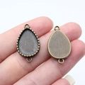 Vintage bronze teardrop connector base for DIY jewelry making with two link rings - Teardrop (A13886)