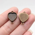 Bronze heart shape jewelry connector with dual rings for DIY accessory making - Heart (A13889)