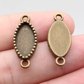 Antique bronze marquise shape bezel connector with decorative lace edge for DIY jewelry - Oval (A13892)