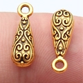 Vintage Gold Tropfenanhänger mit Barock-Relief für DIY Schmuckherstellung - Altgold