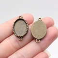 Oval antique bronze alloy gemstone base connector with serrated lace bezel for DIY jewelry - Oval (A13894)