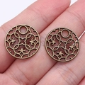 20x20mm vintage zinc alloy floral hollow round charm for DIY jewelry pendant making - Antique Bronze