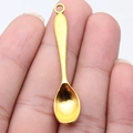 Miniature 54mm golden vintage spoon pendant for DIY jewelry making accessories - Antique Gold
