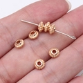 6x6mm rose gold plated alloy spacer beads with floral edge for DIY jewelry making - KC Gold