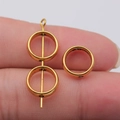 Golden 11x11x3mm jewelry accessory with long needle and double rings for DIY beads - Antique Gold