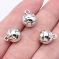 Three silver vintage volleyball pendants for DIY jewelry and bag decorations - Antique Silver