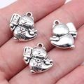 Tre ciondoli gatto portafortuna Maneki Neko in argento antico per gioielli fai da te - Argento antico