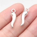 Polished silver cornicello chili pendants in antique finish for jewelry making - Antique Silver