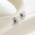 5mm silver punk dragon claw stud earring with grey bead and spiked back cap for women - Dragon Claw with Spike (Stainless Steel Screw) / Clear White