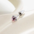 Gothic 5mm dragon claw earring with a pink translucent bead and polished finish - Dragon Claw with Spike (Stainless Steel Screw) / Pink