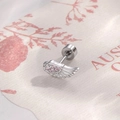 Silver angel wing cartilage stud earring with inlaid pink cubic zirconia gems - Left Side (Single) / Pink