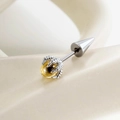 Dragon claw stud earring in silver with yellow bead and spiked cone back fastening - Dragon Claw with Spike (Stainless Steel Screw) / Gold