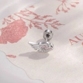Silver wing ear stud with pink cubic zirconia and secure screw ball back closure - Right Side (Single) / Pink