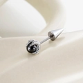 Silver dragon claw ear stud featuring a black bead and punk style conical screw back design - Dragon Claw with Spike (Stainless Steel Screw) / Black