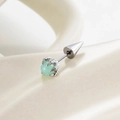 Punk dragon claw ear stud featuring a light green gemstone and silver conical screw back - Dragon Claw with Spike (Stainless Steel Screw) / Emerald Green Opal