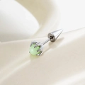 Dragon claw stud earring with light green bead and silver spike back in punk style - Dragon Claw with Spike (Stainless Steel Screw) / Synthetic Light Green Jade