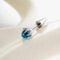 5mm blue dragon claw stud earring in silver punk style for women and men - Dragon Claw with Spike (Stainless Steel Screw) / Lake Blue