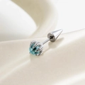 Punk style silver dragon claw ear stud with a 5mm light blue bead for women and men - Dragon Claw with Spike (Stainless Steel Screw) / Light Blue