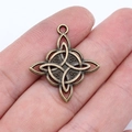 Antique bronze Celtic Witch's Knot pendant held in hand for DIY necklace making - Antique Bronze