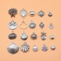 20-piece antique silver ocean charm set with shells and starfish for DIY jewelry - Antique Silver (L10132)