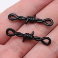 Gothic barbed wire charms in black electrophoresis finish for DIY jewelry making - Barbed Wire Style (D11820)