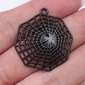 Gothic style black spider web pendant with geometric openwork design for DIY jewelry making - Spider Web Design (D11807)