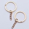Goldene Schlüsselringe zum Selbermachen mit 4-Glieder Kette aus poliertem Eisen - 25mm / KC Gold