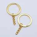 DIY goldener flacher Schlüsselanhänger mit viergliedriger Kette für handgemachten Schmuck - 25mm / Gold