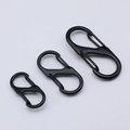 Tre dimensioni di moschettoni neri opachi a forma di S in lega per attrezzatura da esterno - Stile 14x32mm / Nero