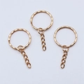 Three rose gold hammered metal key rings with short chain connectors for DIY crafts - Small / KC Gold