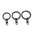 Flat iron split key rings with swivel lobster clasp in matte black finish DIY set - Small / Matte Black