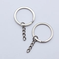 Polished silver DIY metal flat key ring set with 4-link chain for jewelry making - Nickel