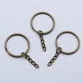 Lot de 3 porte-clés en bronze antique avec chaînes à 4 maillons pour la création de bijoux - 25mm / Bronze Antique