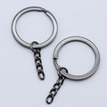 Flat gunmetal black keychain rings with 4-link chains for DIY accessory projects - Gunmetal