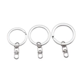 Silver flat split key rings with 8-shape swivel lobster clasps in three sizes - Small / Nickel